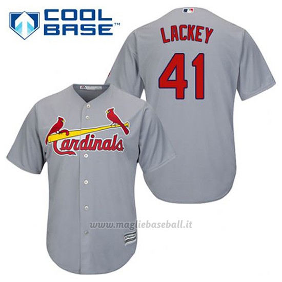 Maglia Baseball Uomo St. Louis Cardinals John Lackey 41 Grigio Cool Base